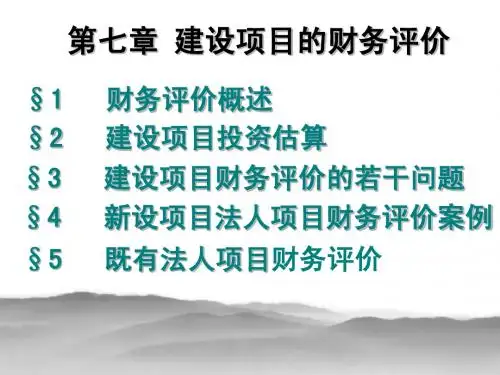 7 建设项目财务评价