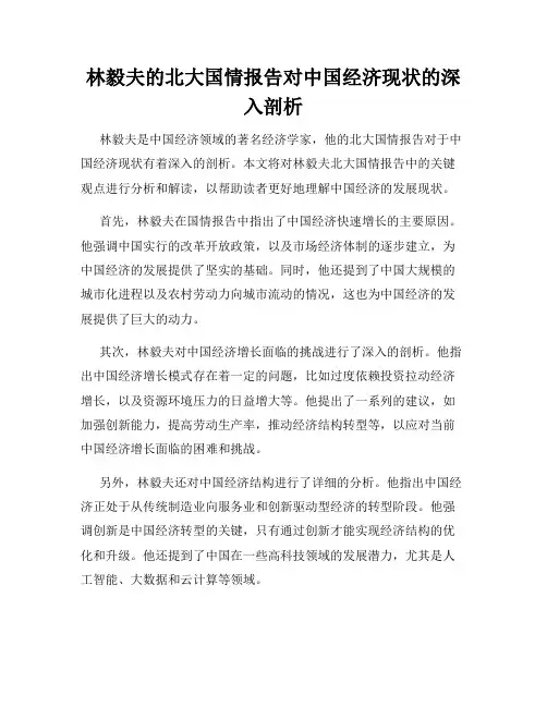 林毅夫的北大国情报告对中国经济现状的深入剖析