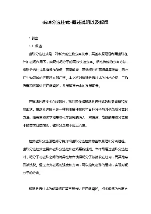 磁珠分选柱式-概述说明以及解释
