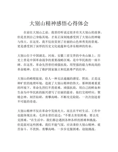 大别山精神感悟心得体会