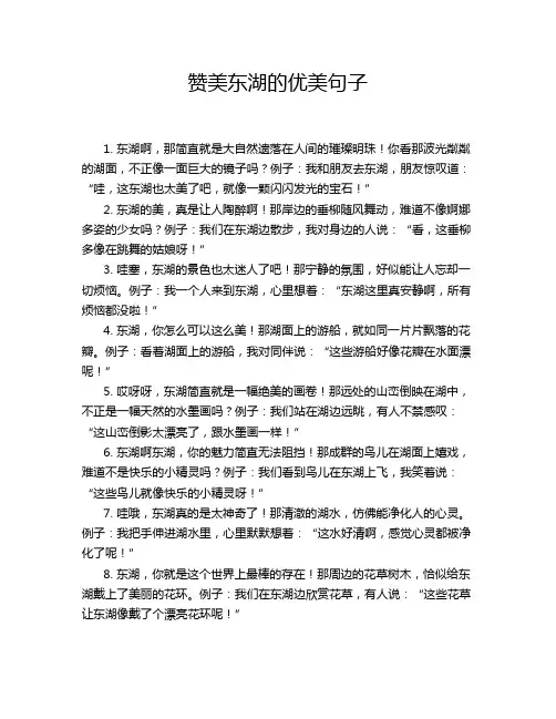 赞美东湖的优美句子