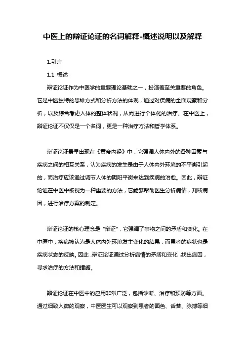 中医上的辩证论证的名词解释-概述说明以及解释