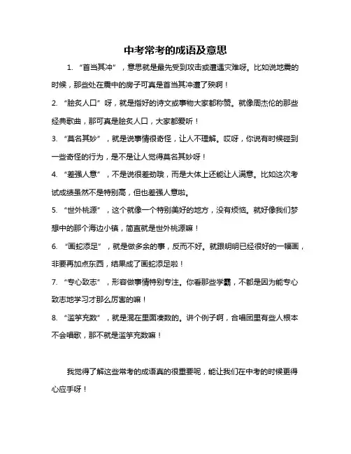 中考常考的成语及意思