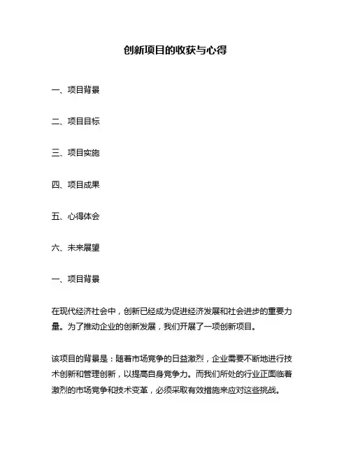 创新项目的收获与心得