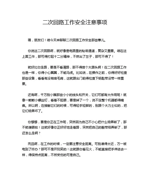 二次回路工作安全注意事项