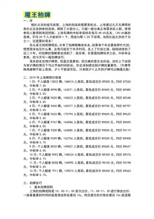 拍中一万多块张沪牌之后和大家分享拍牌经验