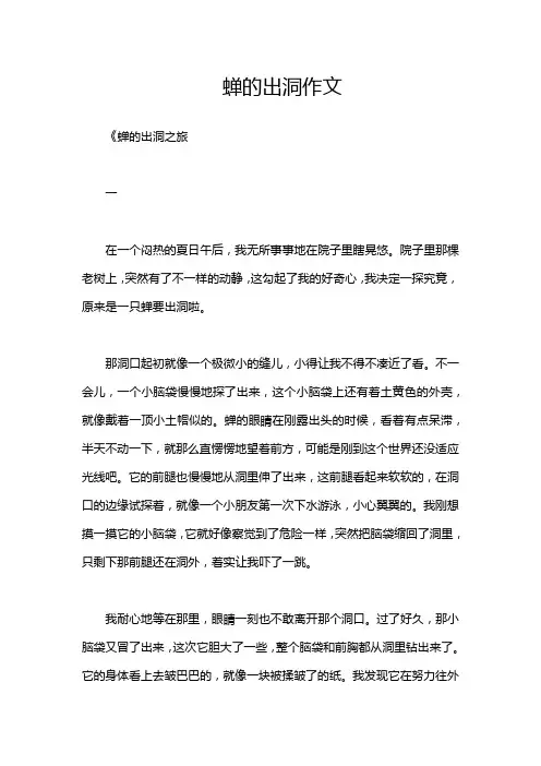 蝉的出洞作文