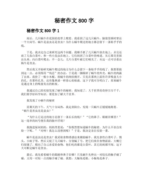 秘密作文800字
