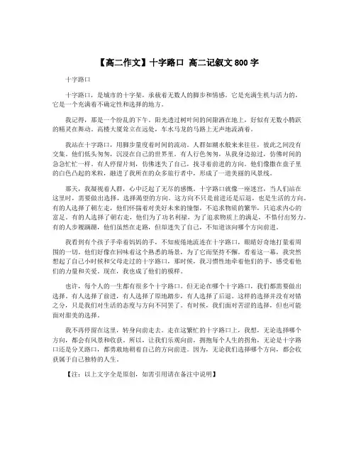 【高二作文】十字路口 高二记叙文800字