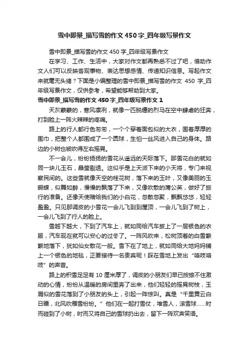 雪中即景_描写雪的作文450字_四年级写景作文