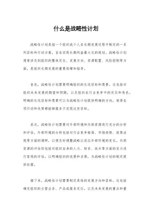 什么是战略性计划