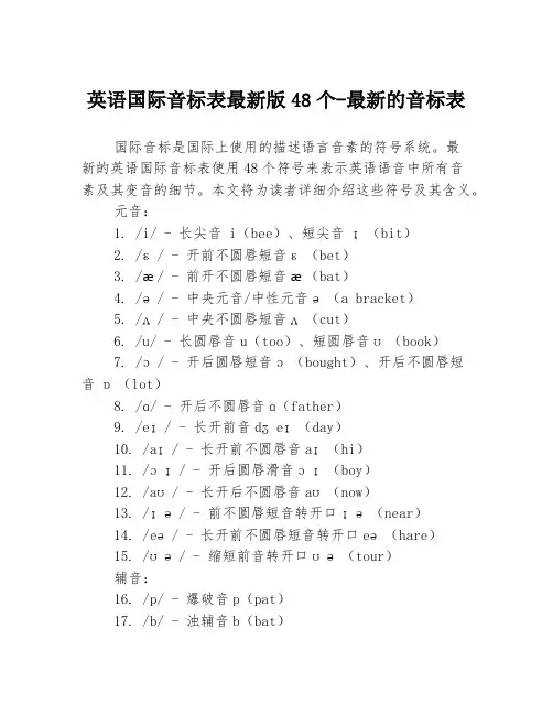 英语国际音标表最新版48个-最新的音标表