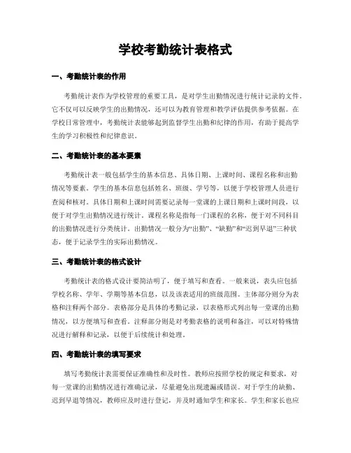 学校考勤统计表格式