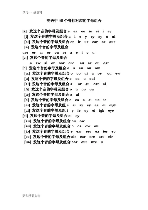 英语48个音标对应的字母汇编