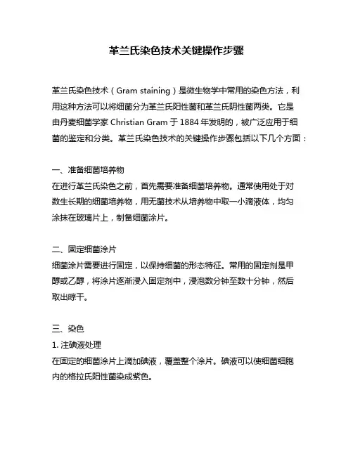 革兰氏染色技术关键操作步骤