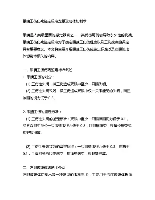 眼睛工伤伤残鉴定标准左眼玻璃体切割术