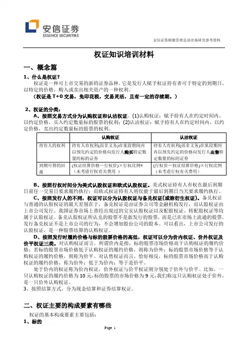 权证知识