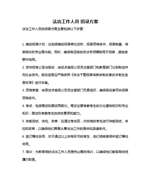 法治工作人员 招录方案