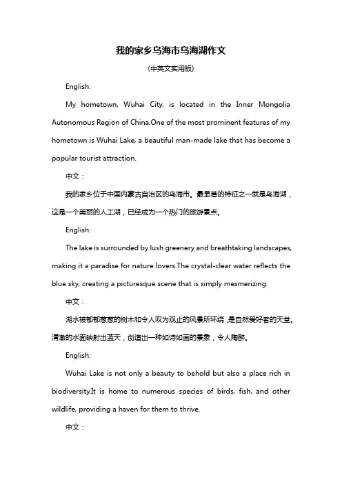 我的家乡乌海市乌海湖作文