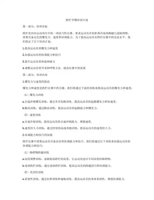跨栏学期培训计划