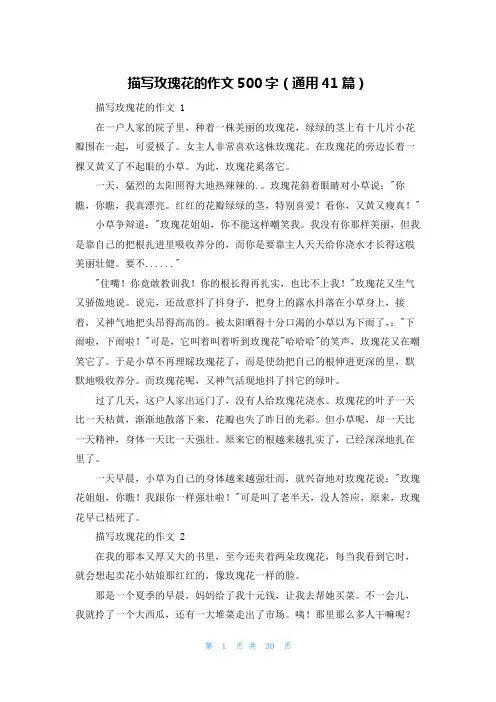 描写玫瑰花的作文500字(通用41篇)