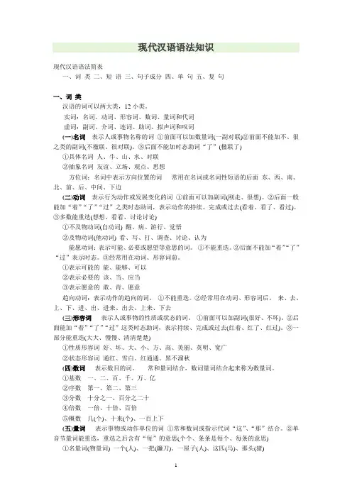 现代汉语语法知识汇总