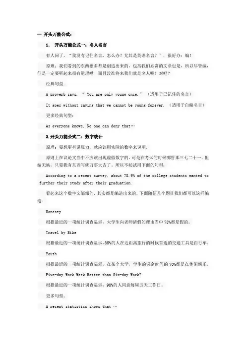 英语作文开头结尾方法
