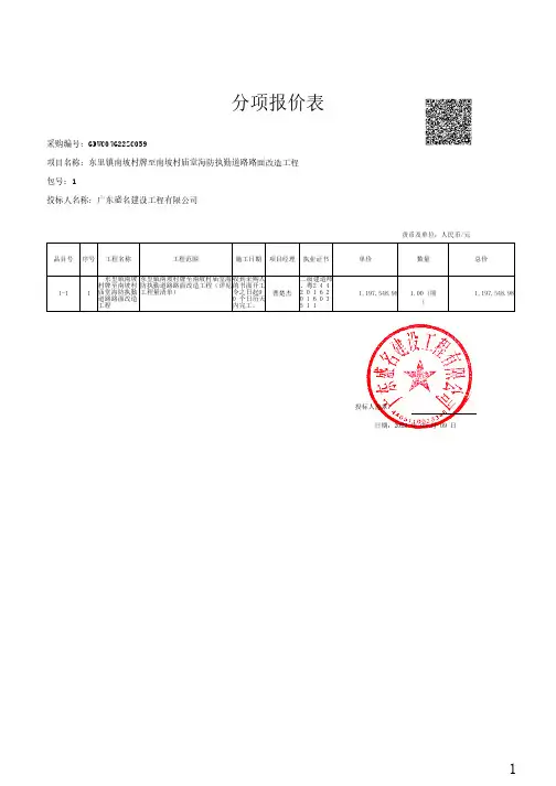 分项报价表