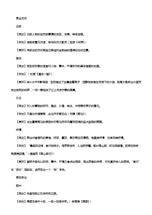 古诗词中常见的表达方式