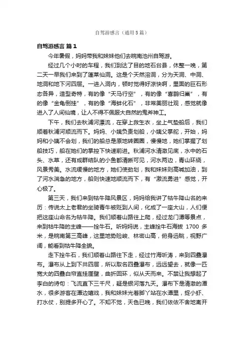 自驾游感言（通用5篇）