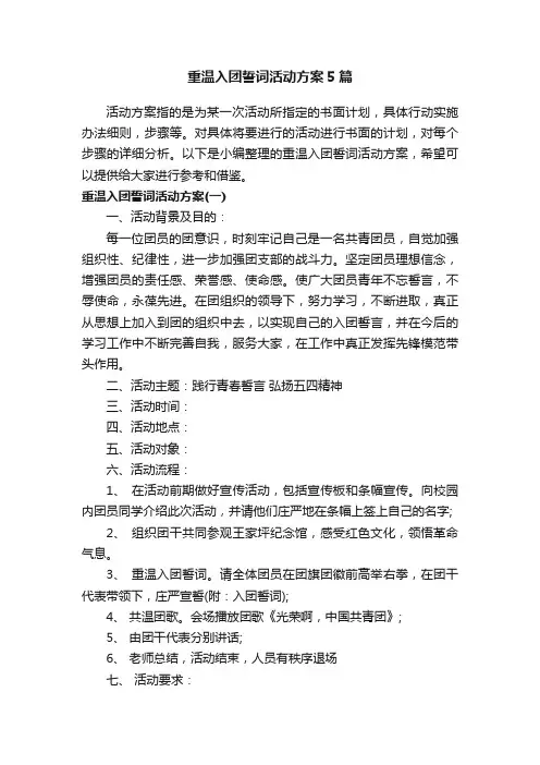 重温入团誓词活动方案5篇