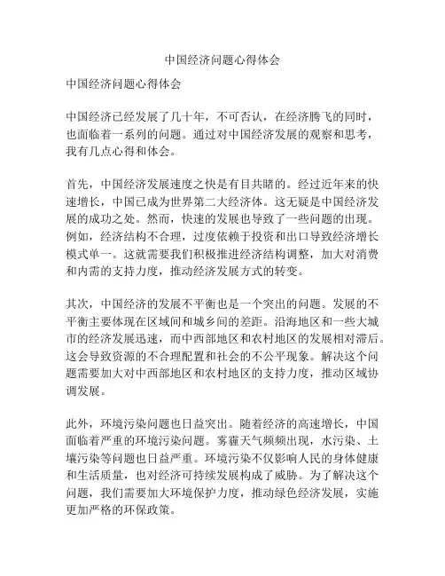 中国经济问题心得体会