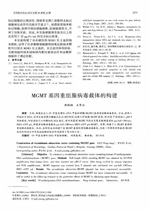 MGMT基因重组腺病毒载体的构建