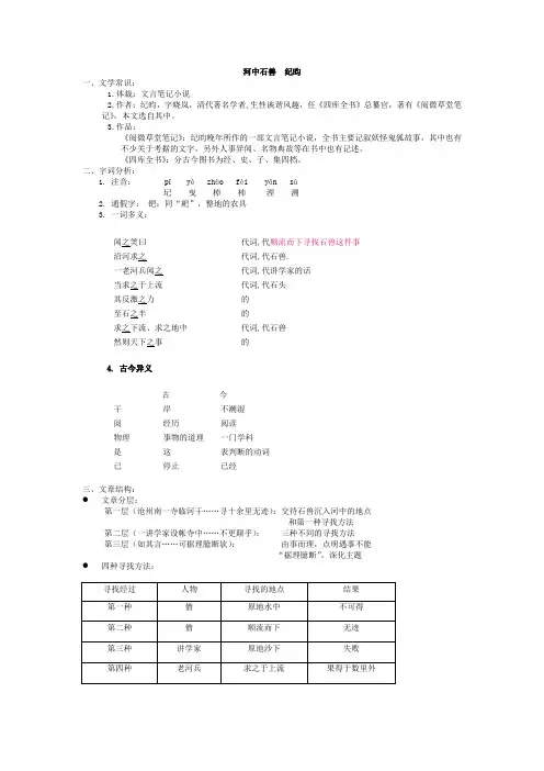 《河中石兽》阅读练习与答案