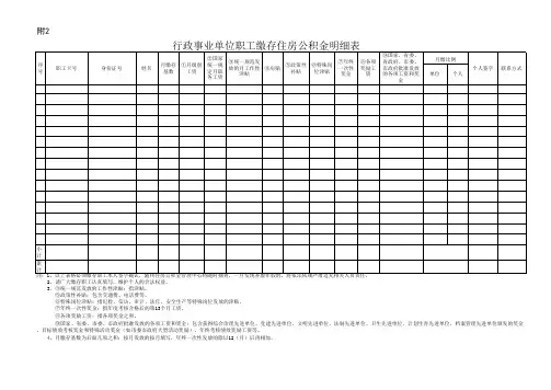 行政事业单位职工缴存住房公积金明细表