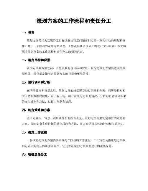 策划方案的工作流程和责任分工