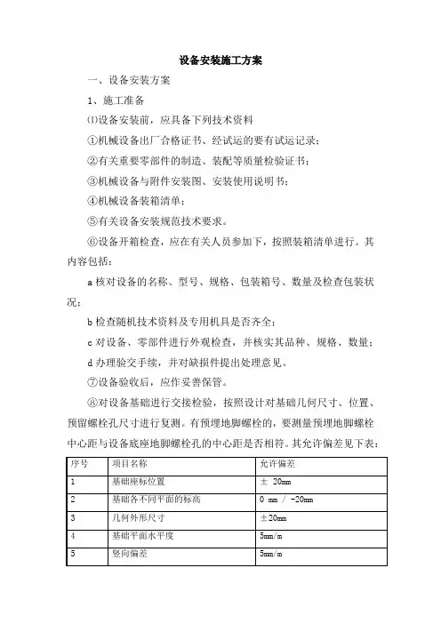设备安装施工方案