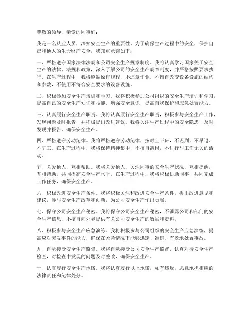 从业人员安全生产承诺书