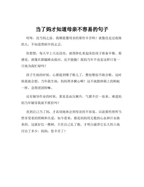 当了妈才知道母亲不容易的句子