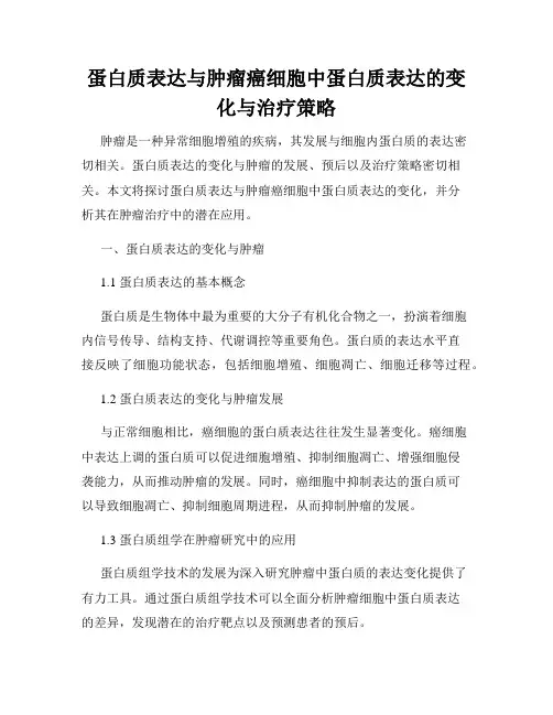 蛋白质表达与肿瘤癌细胞中蛋白质表达的变化与治疗策略