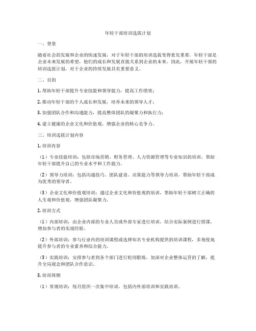 年轻干部培训选拔计划