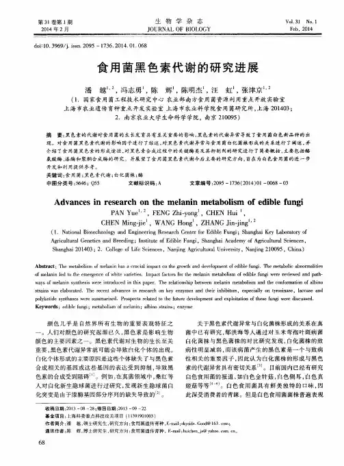 食用菌黑色素代谢的研究进展