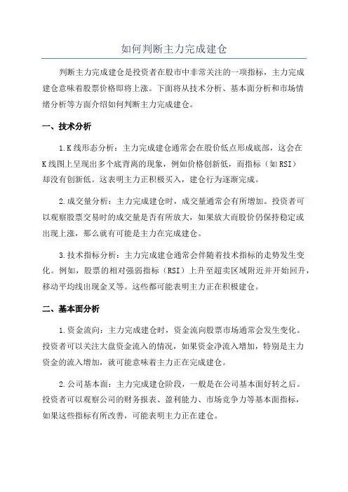 如何判断主力完成建仓