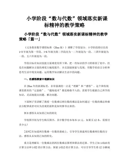 小学阶段“数与代数”领域落实新课标精神的教学策略