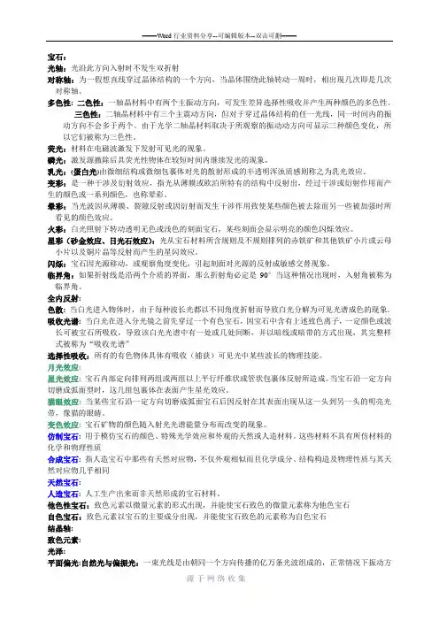 宝石学——名词解释