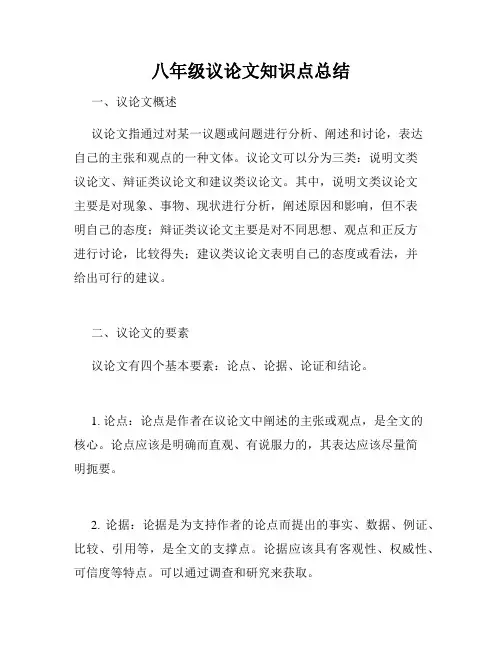 八年级议论文知识点总结