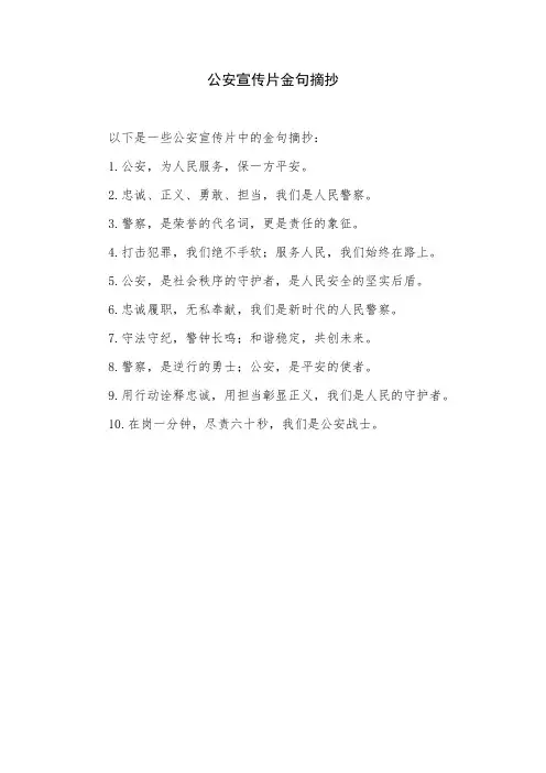 公安宣传片金句摘抄