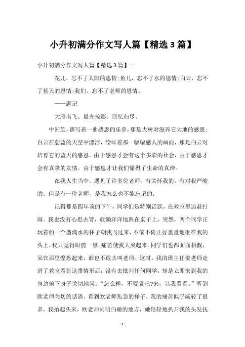 小升初满分作文写人篇【3篇】