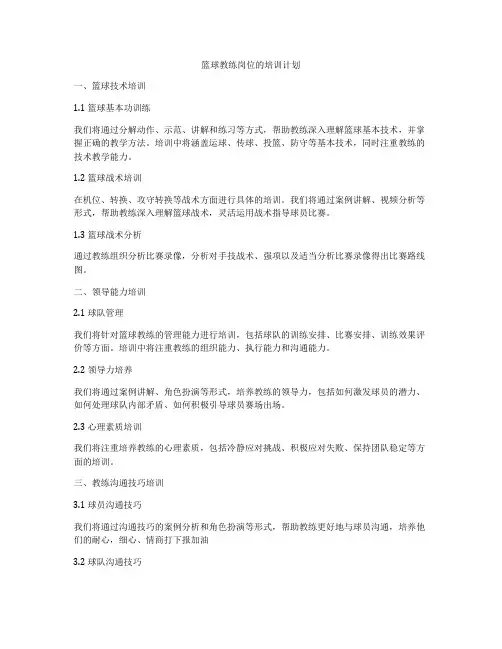 篮球教练岗位的培训计划