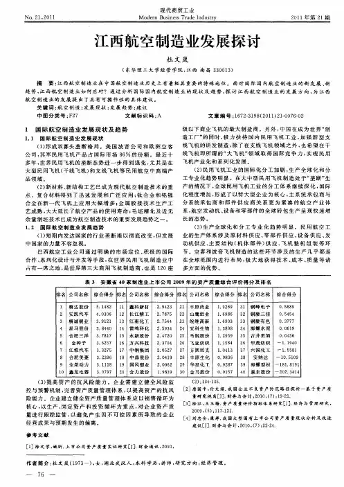 江西航空制造业发展探讨